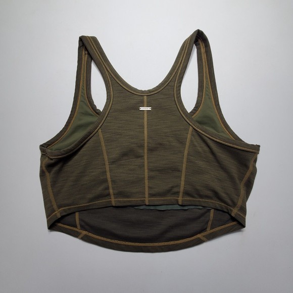 PrAna Becksa Size L Large Bralette Crop Racerback Sports Bra Top Brown Ribbed - Picture 2 of 5